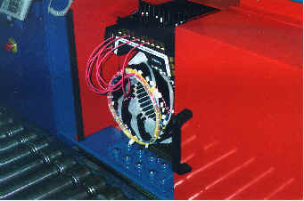 Motor stator test machine  Windings are manually connected and then a range of electrical performance tests are conducted.